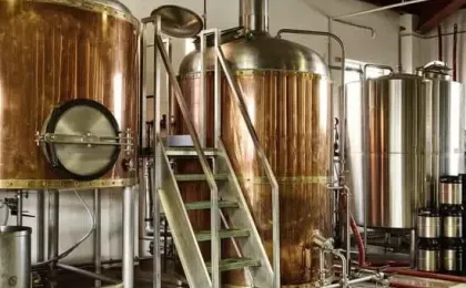 Industrial equipment used during the beer production process