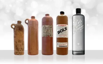 Historic Bols Genever bottles and Amsterdam distillery references