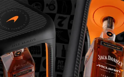 Bottle of Jack Daniel’s Halo MK1 with a case inspired by a Formula 1 single-seater