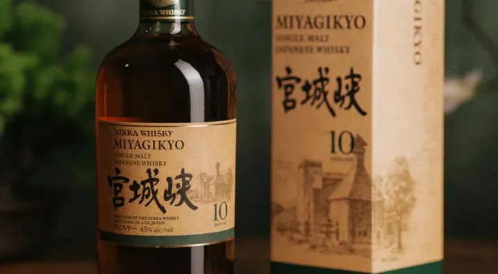 Neue Ausgabe von Nikka Miyagikyo 10 Jahre Flasche Nikka Miyagikyo Single Malt 10 Jahre mit japanischem Etikett
