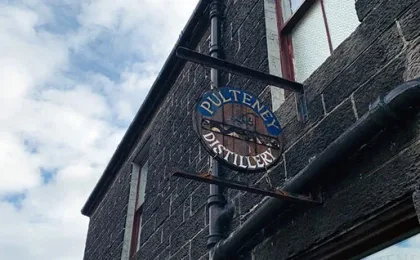 View of Old Pulteney Distillery in Wick, linked to its maritime whisky heritage