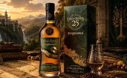 Bottle of Pōkeno Ringbearer whisky inspired by The Lord of the Rings