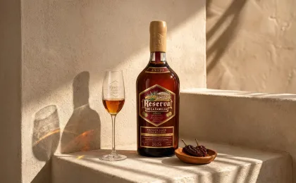 Botella de tequila Reserva de la Familia inspirada en el mole mexicano