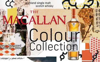 Flaschen der The Macallan Colour Collection mit farbigen Boxen