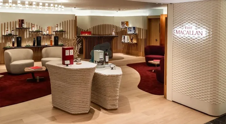 Interior of a luxury whisky boutique inspired by The Macallan and Speyside