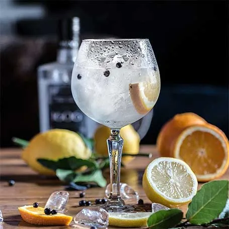 Kristallglas mit Gin Tonic