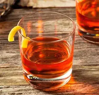 Sazerac cocktail made with rye whiskey and served in a rocks glass