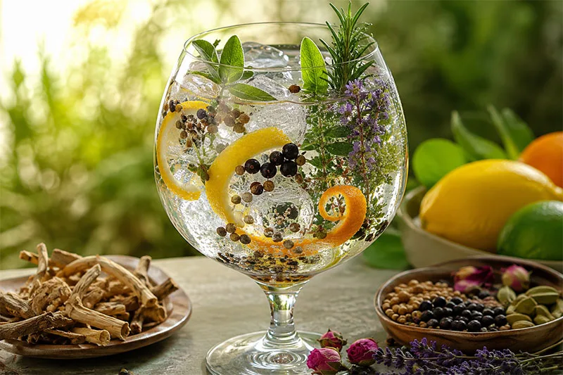 Botaniche ed elementi essenziali di un gin