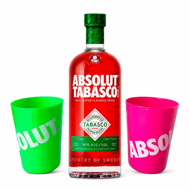 Mehr Produkte von Absolut : Absolut Tabasco 1 Liter mit 2 Gläsern - Bild des Produkts