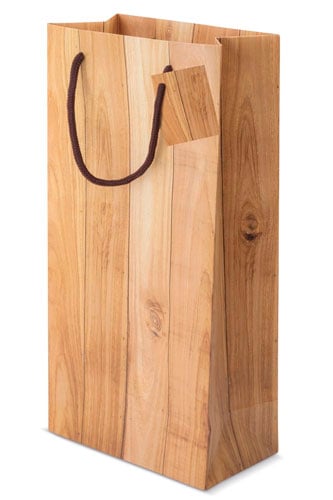 Borsa effetto legno per 2 bottiglie