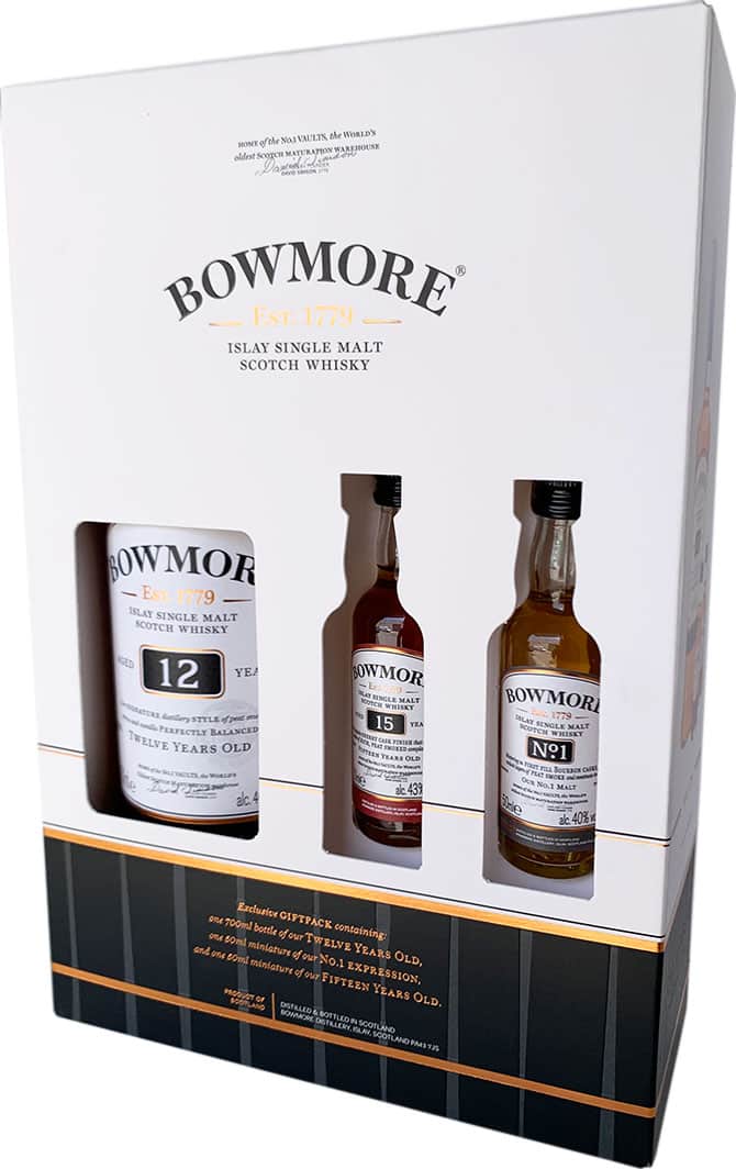 Colección de Whisky Islay : Bowmore Reserve 12 Years Bowmore 15 Darkest 5 cl + No1 5 CL ((Islay) - Imagen del producto