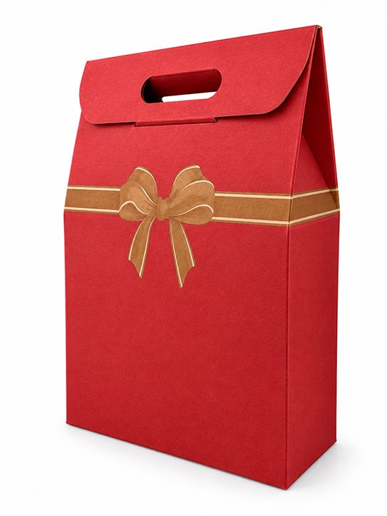 Caja de Cartón 3 Unidades Rojo decoración Lazo sin ventana