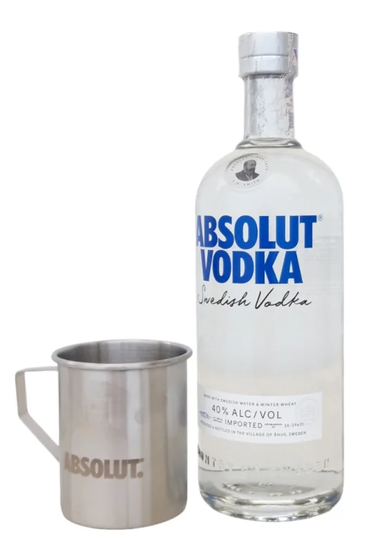 Absolut Vodka 1 Litro + Tazza in metallo da collezione (Svezia) - Foto principale del prodotto