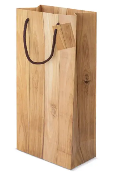Borsa effetto legno per 2 bottiglie - Foto principale del prodotto