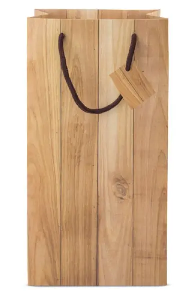 Borsa effetto legno per 2 bottiglie - Immagine 2 del prodotto