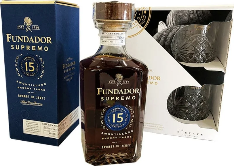Fundador Supremo 15 Años + 2 Vasos - Fotografía principal del producto