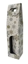 Caja de Cartón 1 botella decoración Copos de nieve