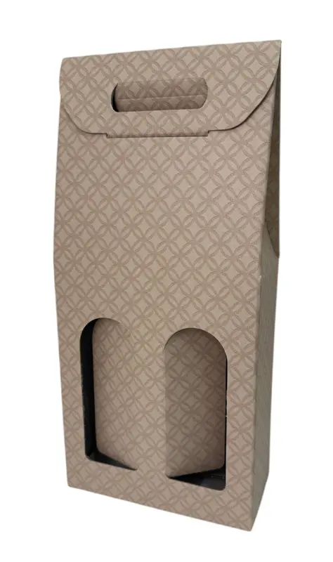 Estuche de cartón 2 botellas decoración rombos - Fotografía principal del producto