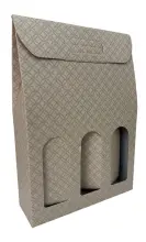 Estuche de cartón 3 botellas decoración rombos