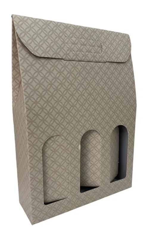 Astuccio in cartone per 3 bottiglie con decorazione a rombi - Foto principale del prodotto