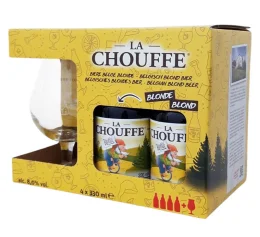 La Chouffe Blonde 4 Bottiglie + Bicchieri