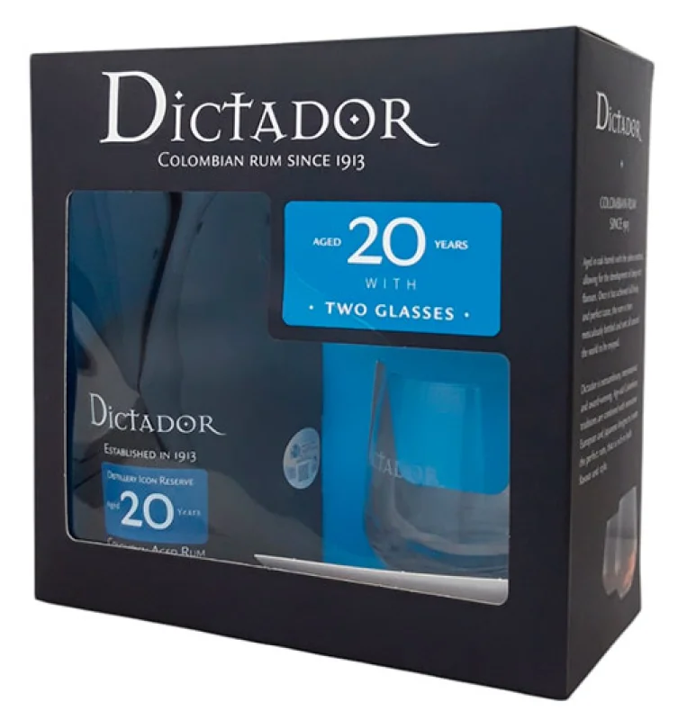 Dictador Reserva 20 años + 2 Vasos (Colombia) - Fotografía principal del producto