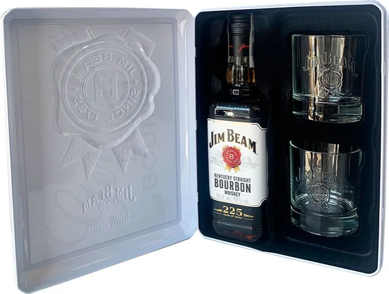 Jim Beam Estuche Metal + 2 Vasos - Fotografía principal del producto