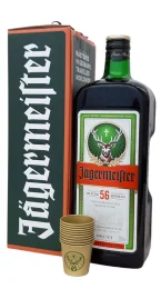 Jagermeister 1.75 Litres + 10 verres à shot en métal