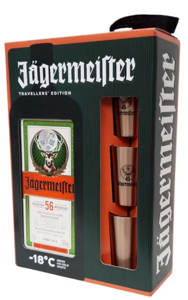 Jagermeister 1 litre + 3 verres de métal - Photo principale du produit