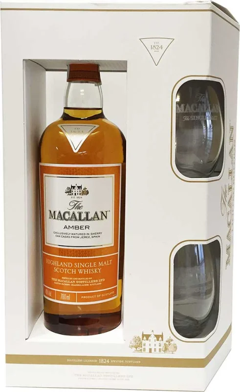 Macallan Amber Limited Edition Scatola con 2 Bicchieri (Speyside) - Foto principale del prodotto