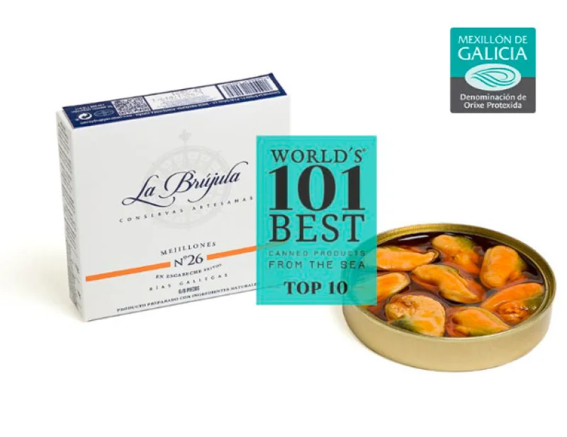Mejillones en Escabeche 6-8 Piezas Nº26 La Brújula - Photo principale du produit