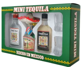 Colección Tequila Ranchito (3 Miniaturas + 2 Vasos)