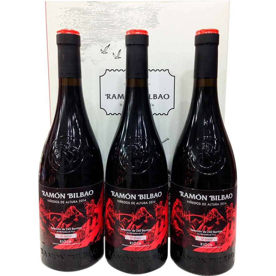Comprar Vino Tinto - - Estuches de Vino Ramón Bilbao Viñedos de Altura 2018 3 Botellas en Estuche de Cartón | LICOREA 😉