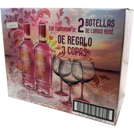 Larios Rosé 2 Bottiglie + 3 Coppa (Spagna)