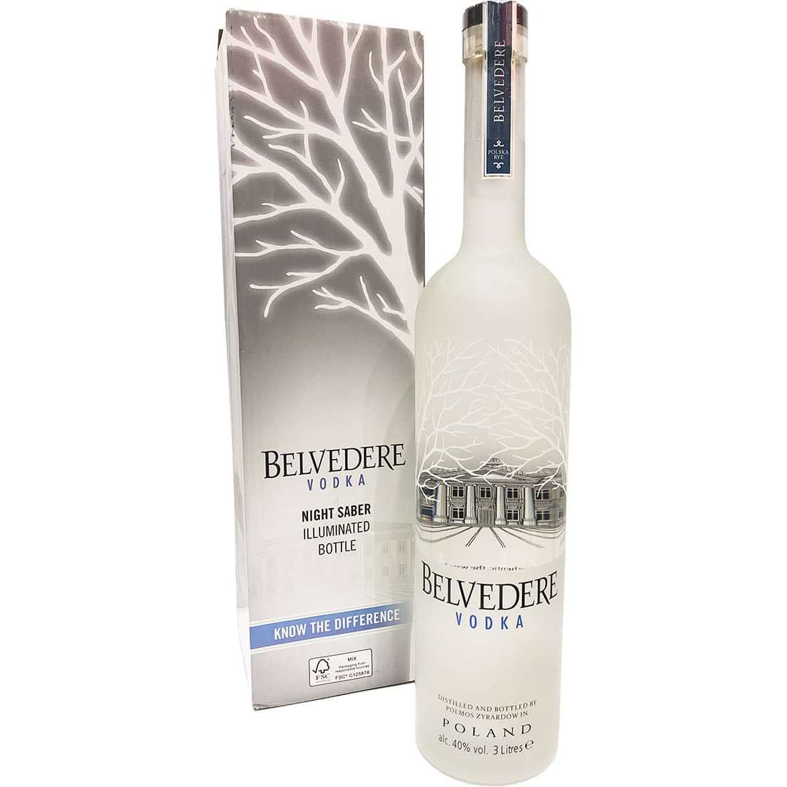 Grandes bouteilles Belvedere 3 Litres avec la lumière (Pologne