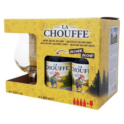 La Chouffe Blonde 4 Bottles + Cup