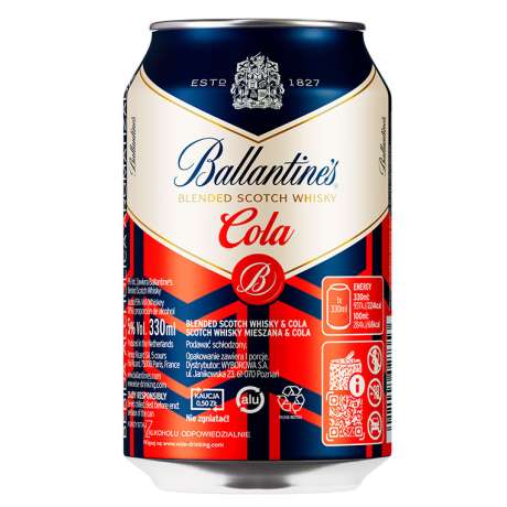 Ballantines & Cola 33 CL (12 cans)