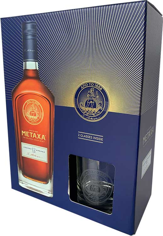 Metaxa 12 Stars + 2 Vasos